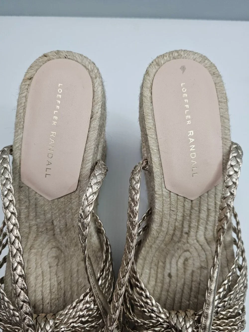 Loeffler Randall Pamela Mignon Espadrille Wedge Women 9 Champagne Knotted Sandal